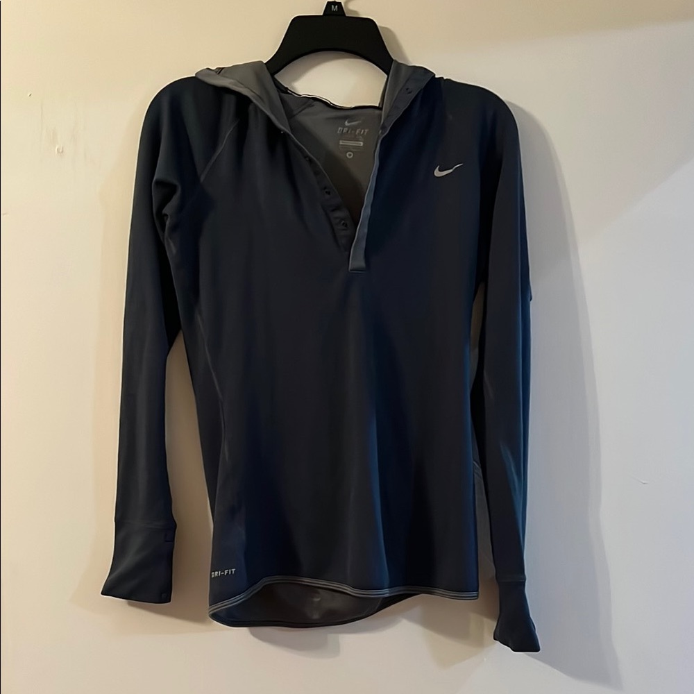 Nike Grey/Blue Fitted Hoodie